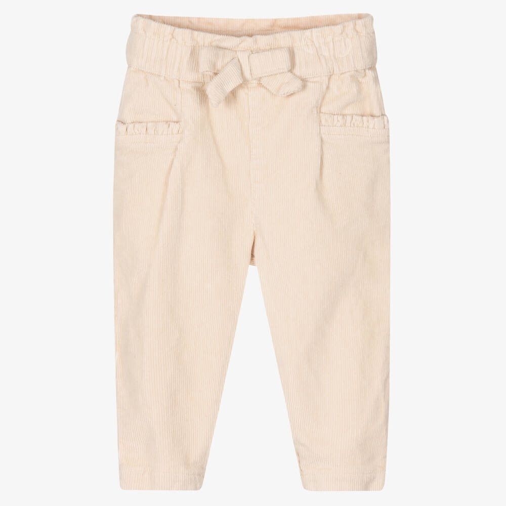 Mayoral Baby Girls Corduroy Relaxed Fit Adjustable Waist Bow Pants. 6 Months.